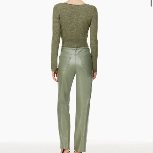 Wilfred Olive Green Straight Leg Pants faux leather sz 2 - Picture 3 of 13